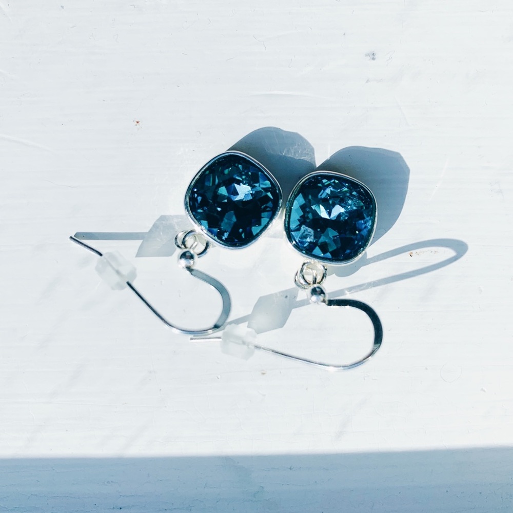 Blue Crystal Earrings with Silver